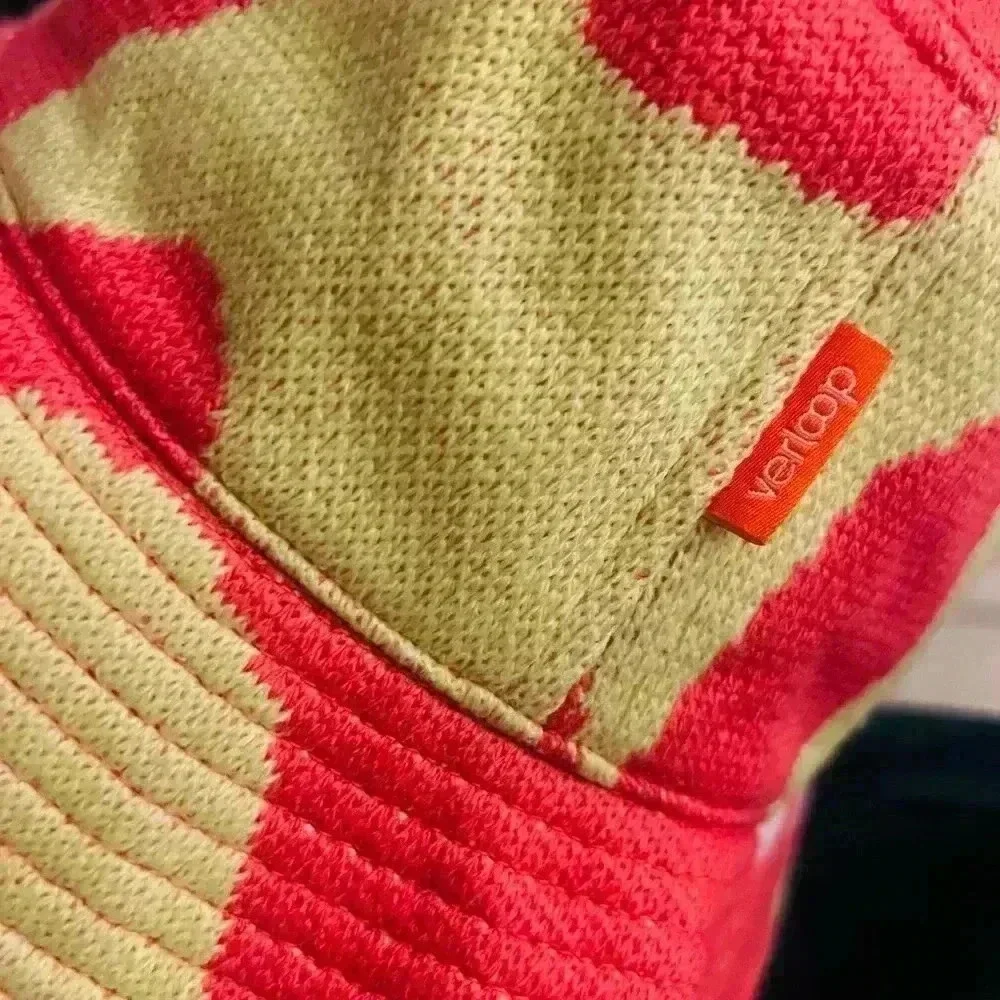VERLOOP x Michelle Norris Camo Knit Bucket Hat Orange Yellow Happy O/S